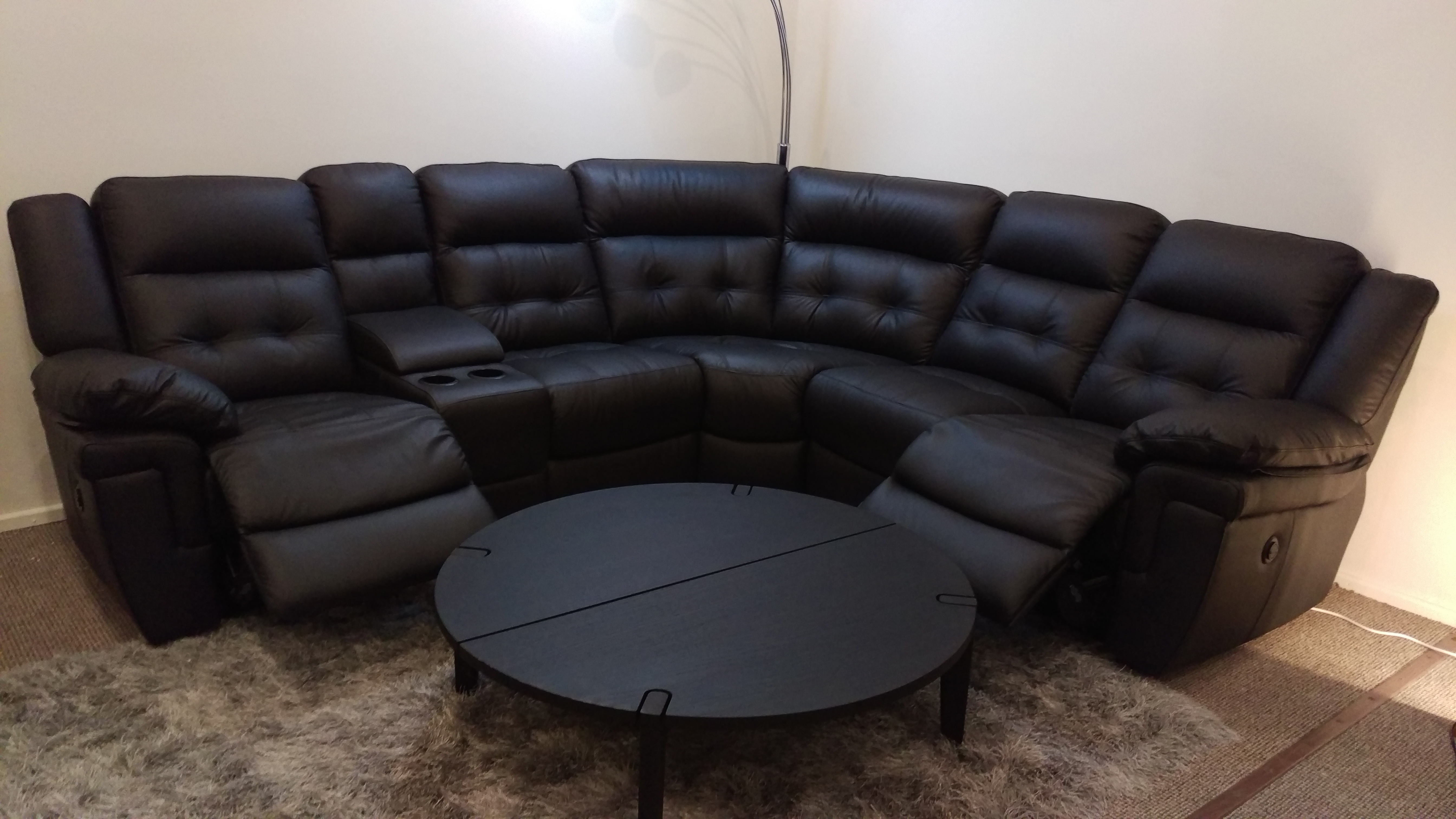 La Z Boy Nashville Black Leather Power Reclining Corner Sofa