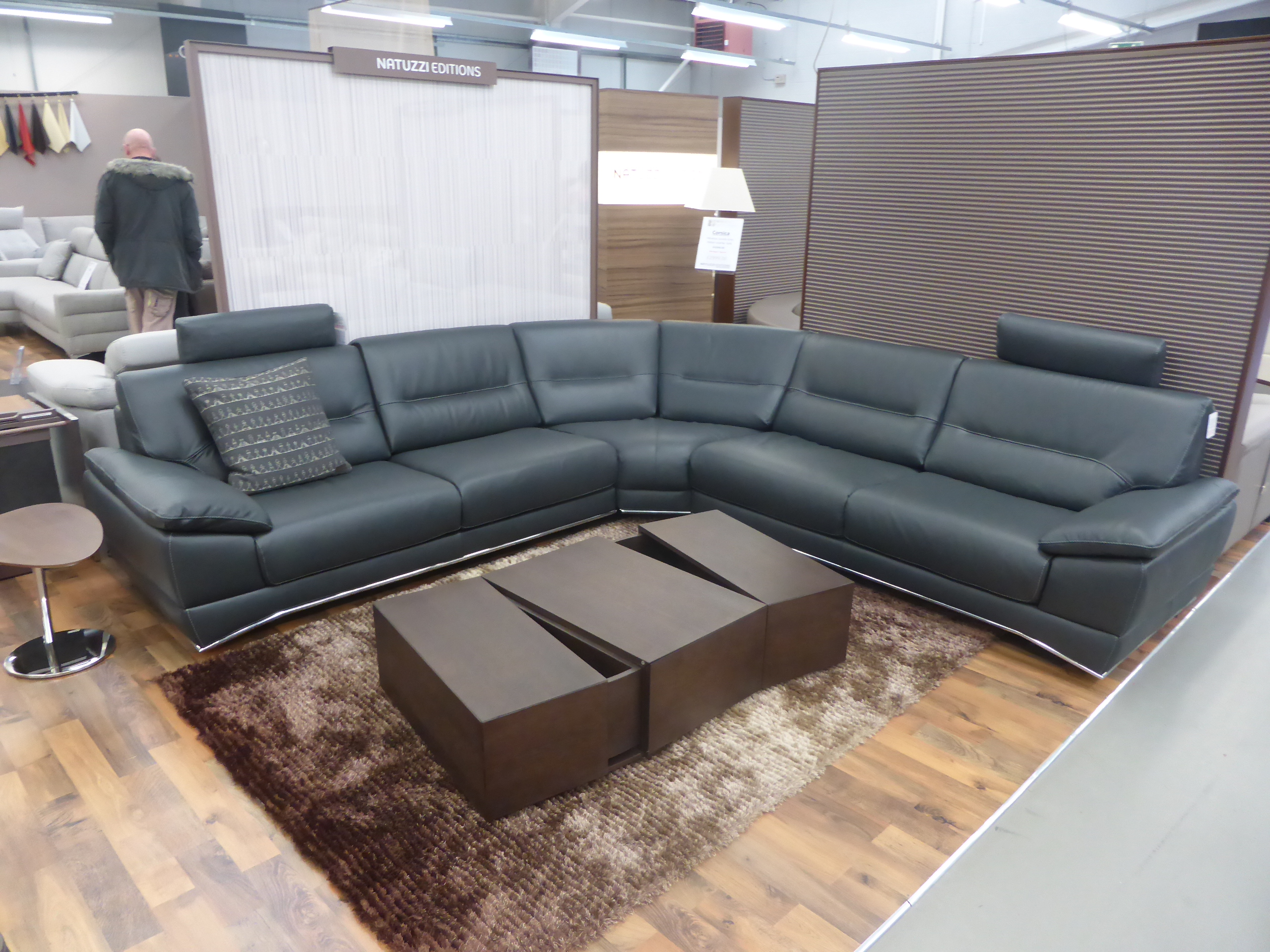 natuzzi sanremo leather corner recliner sofa