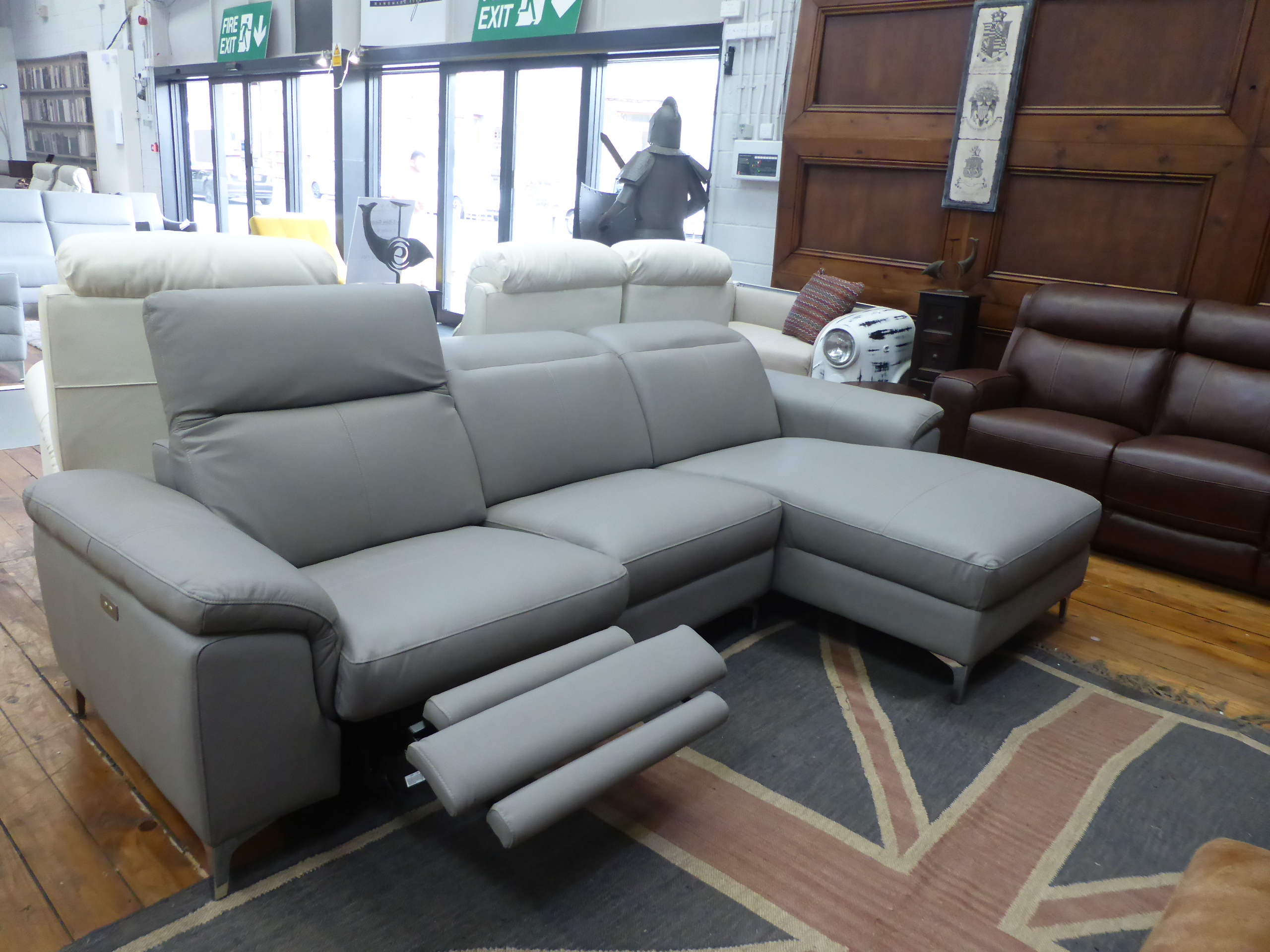 leather reclining chaise sofa