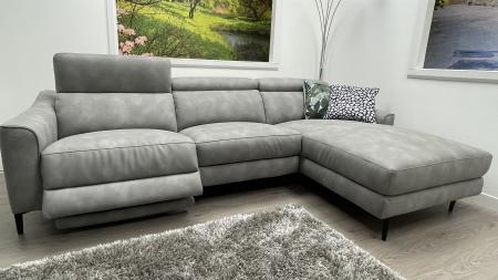 Volante Berlin soft Grey fabric Power reclining 3 seater chaise sofa Volante Berlin soft Grey fabric Power reclining 3 seater chaise sofa
