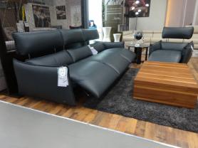 Natuzzi Stupore Grey Leather power reclining large sofa & chair