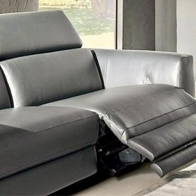 Natuzzi  Pensiero Grey Leather Power Reclining arm to arm corner sofa