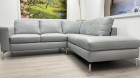 Reduced Natuzzi Sollievo soft grey leather corner sofa