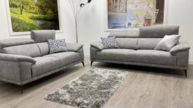 Pantheon soft grey fabric 3 & 2 seater sofa 