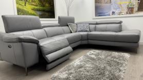 Massichio grey Leather power reclining corner sofa