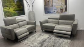 HTL Milano 3 & 2 Power Reclining Taupe Stone Leather 