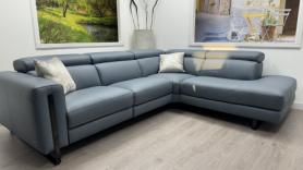 Tancredi Italia Designer Chaise Corner Sofa Suite Blue Leather