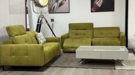 Venus By Tancredi Italia Green Designer Fabric Reclining Sofas Suite 