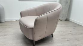 Natuzzi Editions Leather Feature Accent Taupe Pink Designer Chair