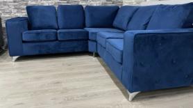 Amalfi Blue plush French velvet luxury Corner Sofa group