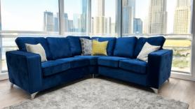 Amalfi Blue Velvet Corner Sofa Suite 