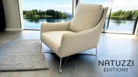 Natuzzi Regina feature Chair in  Stone Leather 