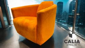 Calia Italia Swivel Chair Orange Alcantara