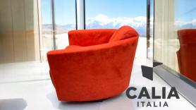 Calia Italia Swivel Chair Red Alcantara