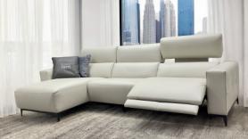 Francoferri Italia Gigi leather power reclining chaise sofa 