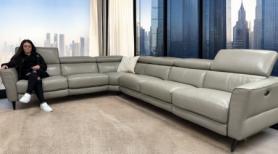 HTL MILANO SIX section taupe stone leather modular corner sofa