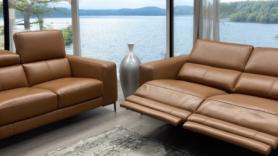 HTL Key West Tan Designer Contemporary Leather Sofas 3&2 