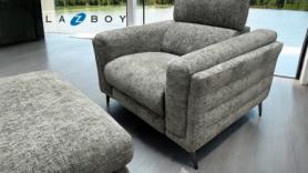 La-Z-Boy Reclining Modern Feature Chair & Footstool Grey Fabric 