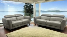 HTL Milano 3 & 2 Power Reclining Taupe Stone Leather 