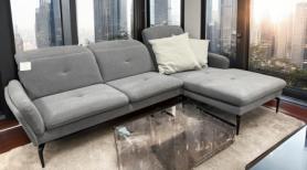 Napoli Chaise Corner Suite Grey Soft Feel Fabric 