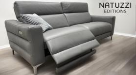 Natuzzi B940 Stima 15D1 Mid Grey Premium Leather Reclining Sofa