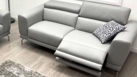 Natuzzi C106 Tranquilita Three Seater Sofa Grey Leather Recliner 