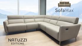 Natuzzi Editions Greg Sectional Corner Sofa Stone Leather 