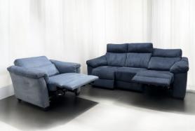 Natuzzi Ex Display Clearance Blue Svinge Fabric Sofa Recliner 