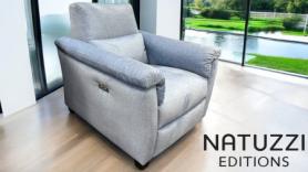 Natuzzi Ex Display Clearance Blue Svinge Fabric Sofa Recliner 