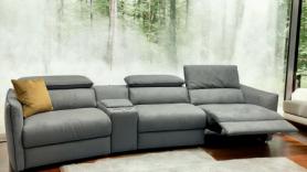 Natuzzi Paradiso curved power reclining cinema sofa with light