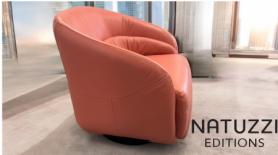 Natuzzi Pink Accent Swivel Comfortable Chair 