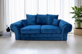Plush velvet blue Sofa Bed Renaissance style vintage