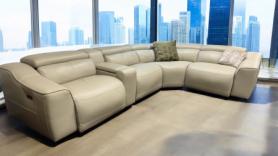 Power Reclining Leather corner cinema sofa with USB 