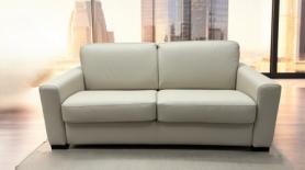 ROSANNA Sofa Bed Stone Beije Italian Leather Roll Out Action 