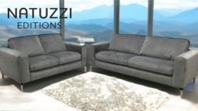 Natuzzi Sollievo Soft grey Velvety fabric 3 & 2 seater