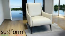 SudForm Accent Feature Chair Ivory Italian Leather 