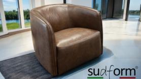 SudForm Italia Tan Accent Chair Swivel Base