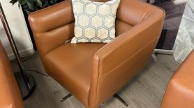 Tan Swivel Leather Natuzzi Editions Feature Chair