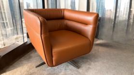 Tan Swivel Leather Natuzzi Editions Feature Chair