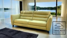 TANCREDI Italia Green Leather Designer Large Sofa