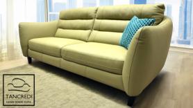 TANCREDI Italia Green Leather Designer Large Sofa