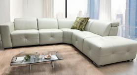 Tancredi Italia Off White Cream Italian Leather Designer Corner Sofa