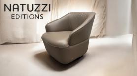 Natuzzi Editions Leather Feature Accent Swivel Designer Chair