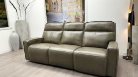 Volante Excel Taupe Leather Power Tripple Function Three Seater Sofa