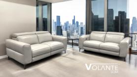 Volante Paris Sofas Reclining Grey Leather 