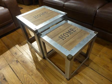 Urban Chic aluminium & reclaimed wood set of 3 Coffee Tables