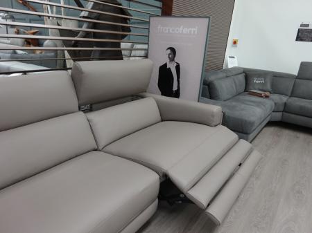 Francoferri Italia Coco Power reclining 3 seater Leather chaise sofa
