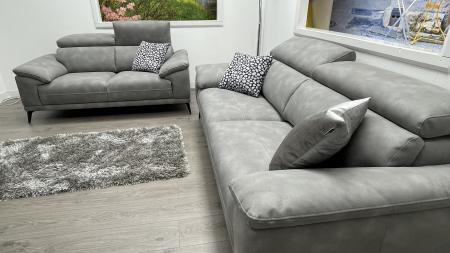 Pantheon soft grey fabric 3 & 2 seater sofa 