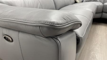 HTL Massichio power reclining grey Leather corner sofa