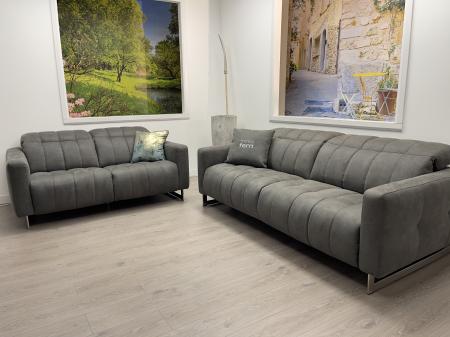 Francoferri Italia Porto power reclining soft grey fabric 3 & 2 